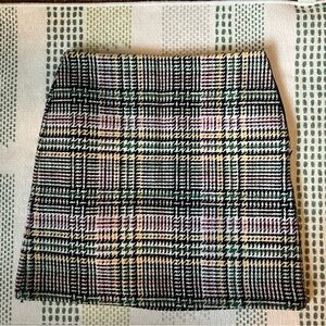 LOFT Multicolor Tweed Plaid Mini Skirt